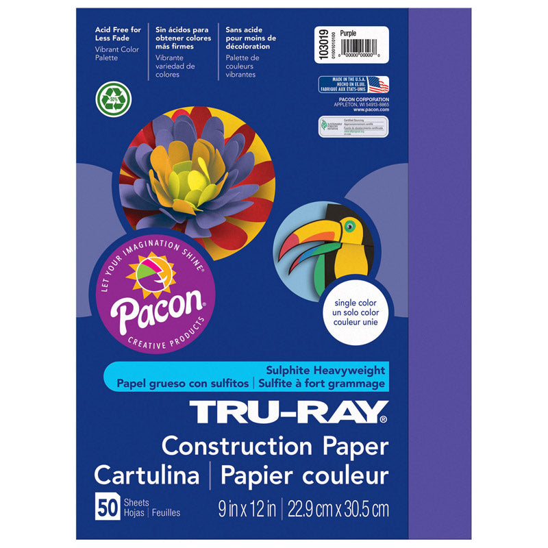 #27994 TRU RAY 9 X 12 PURPLE 50 SHT CONSTRUCTION PAPER