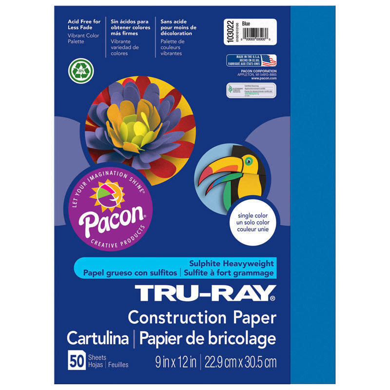 #27996 TRU RAY 9 X 12 BLUE 50 SHT  CONSTRUCTION PAPER