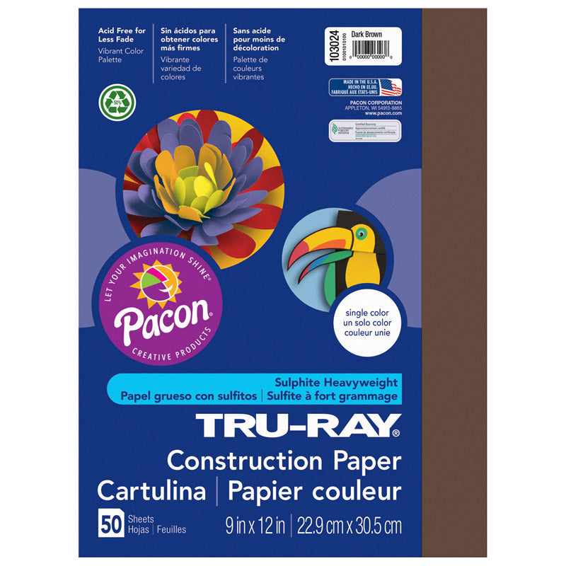 #27997 TRU RAY 9 X 12 DARK BROWN 50 SHT CONSTRUCTION PAPER