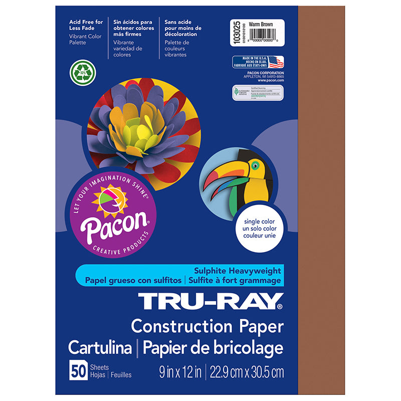#27998 TRU RAY 9 X 12 BROWN 50 SHT  CONSTRUCTION PAPER