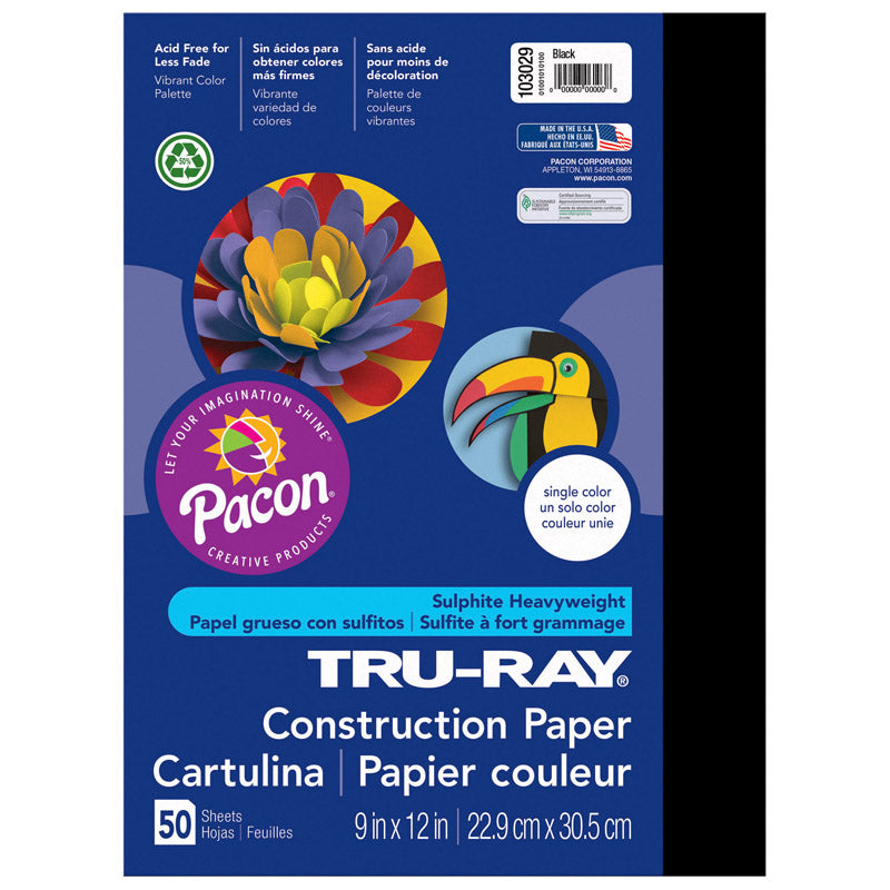 #28001 TRU RAY 9 X 12 BLACK 50 SHT  CONSTRUCTION PAPER