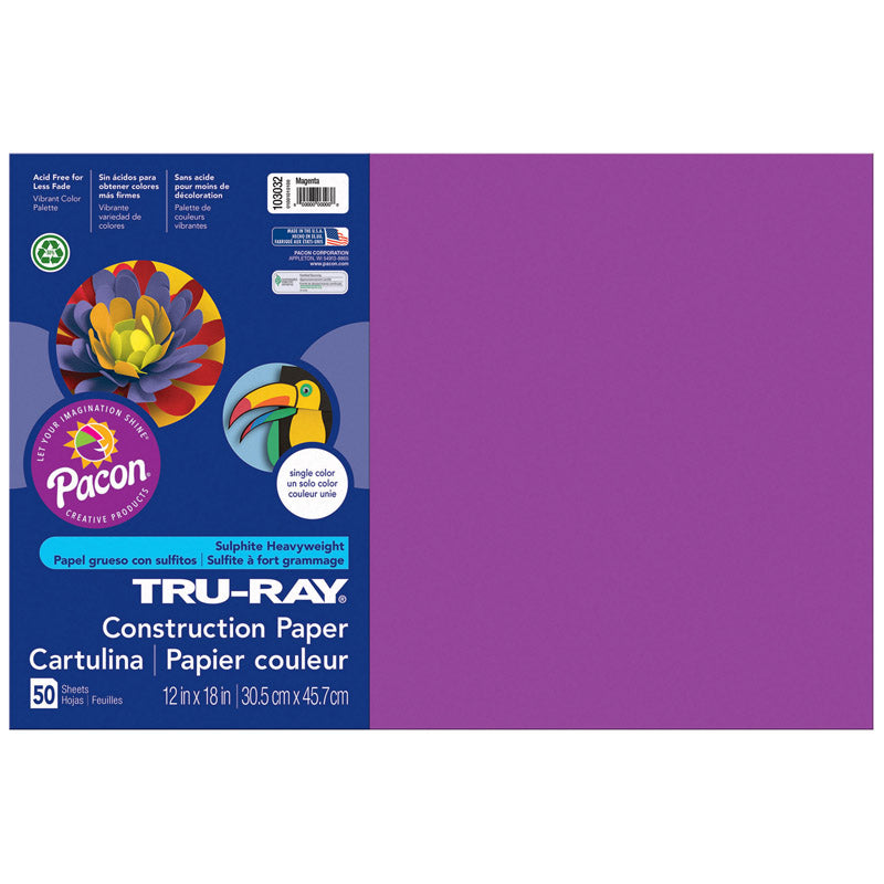 #28004 TRU RAY 12 X 18 MAGENTA 50 SHT CONSTRUCTION PAPER