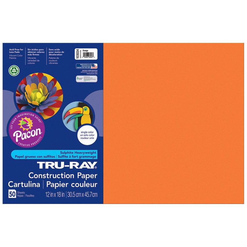 #28005 TRU RAY 12 X 18 ORANGE 50 SHT CONSTRUCTION PAPER