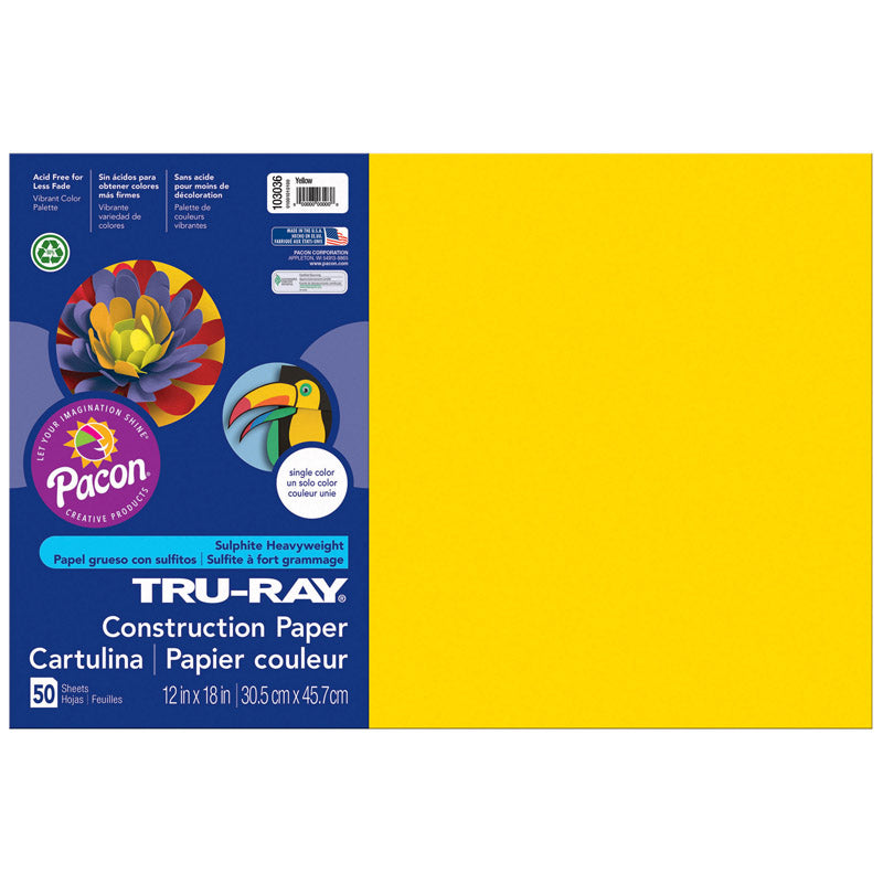 #28006 TRU RAY 12 X 18 YELLOW 50 SHT CONSTRUCTION PAPER