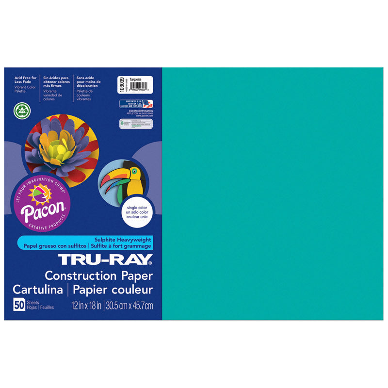 #28008 TRU RAY 12 X 18 TURQUOISE 50 SHT CONSTRUCTION PAPER