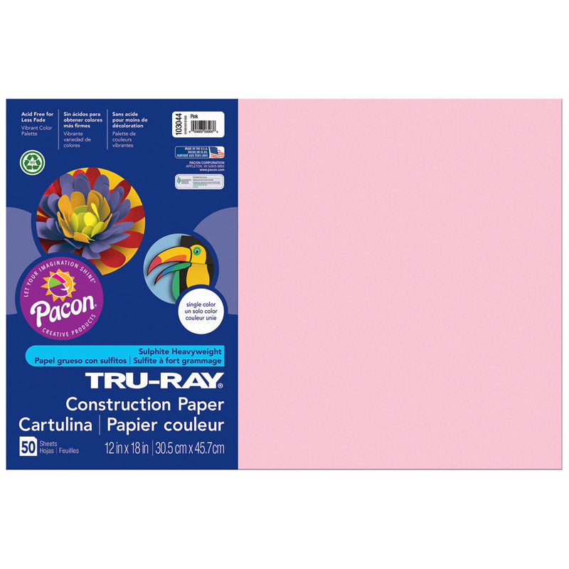 #28011 TRU RAY 12 X 18 PINK 50 SHT  CONSTRUCTION PAPER