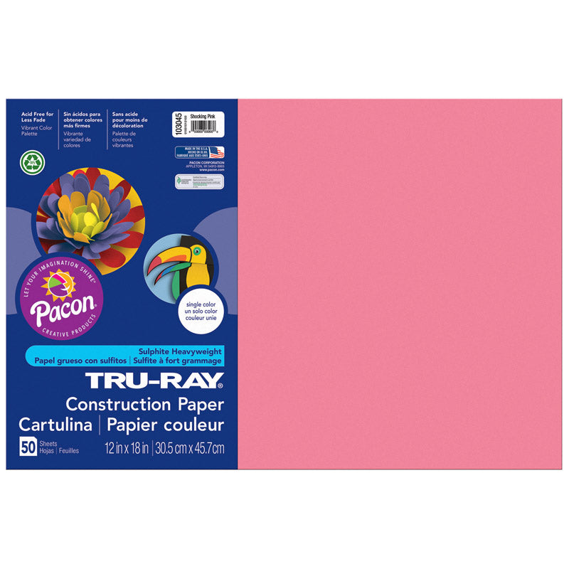 #28012 TRU RAY 12 X 18 SHOCKING PINK 50SHT CONSTRUCTION PAPER