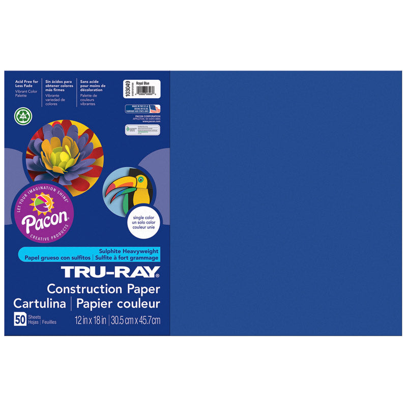#28015 TRU RAY 12 X 18 ROYAL BLUE 50 SHT CONSTRUCTION PAPER