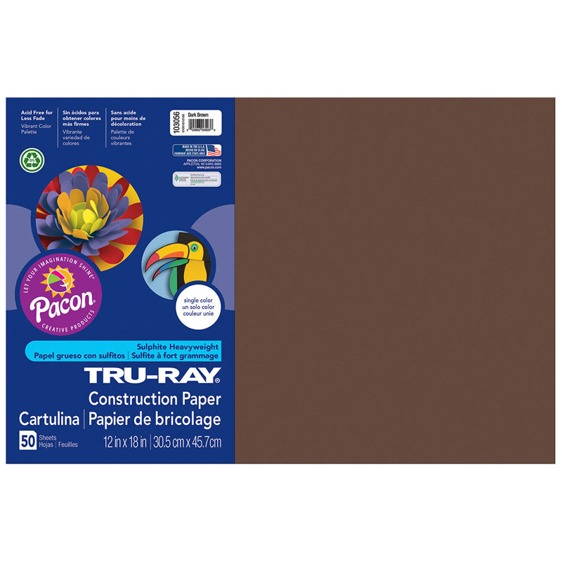 #28020 TRU RAY 12 X 18 DARK BROWN 50 SHT CONSTRUCTION PAPER
