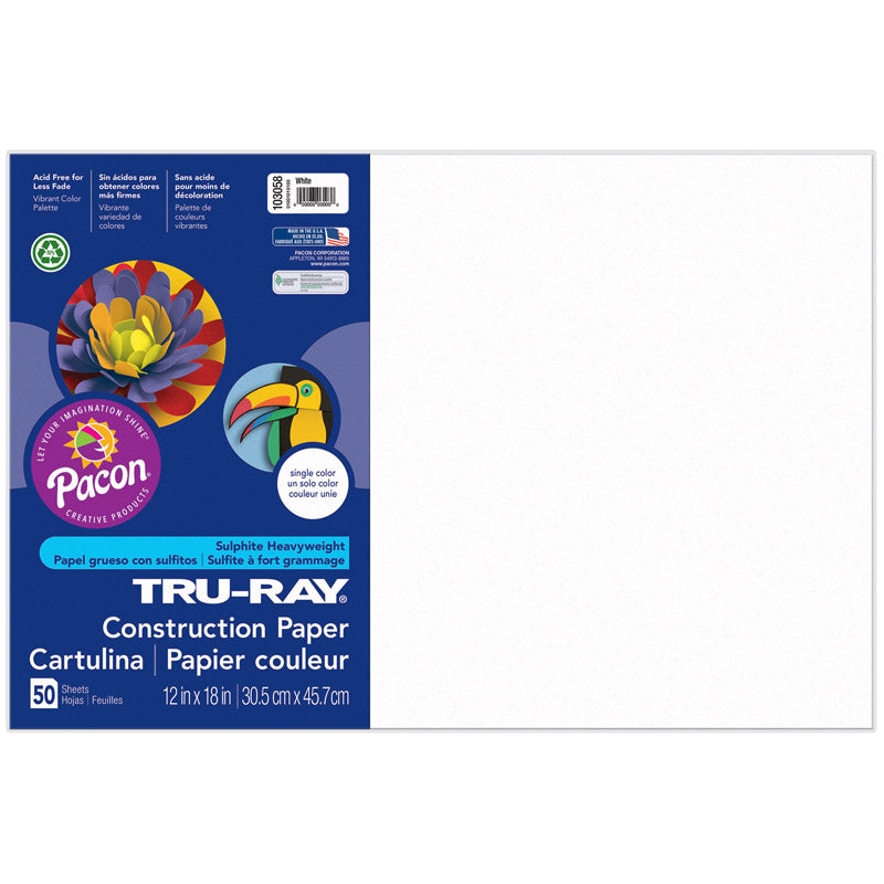 #28022 TRU RAY 12 X 18 WHITE 50 SHT CONSTRUCTION PAPER