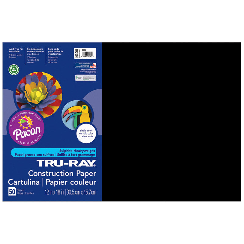 #28025 TRU RAY 12 X 18 BLACK 50 SHT CONSTRUCTION PAPER