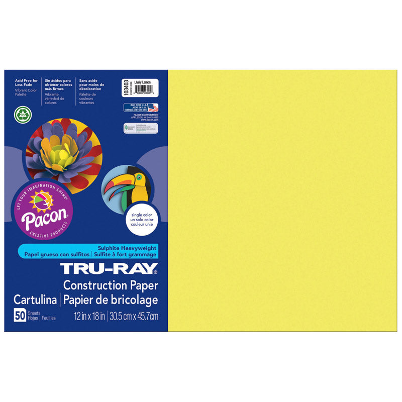 #28035 TRU RAY LIVELY LEMON 12X18 FADE RESISTANT CONSTRUCTION PAPER