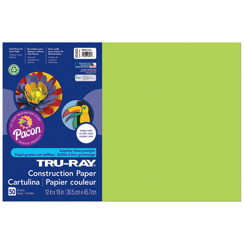 #28040 TRU RAY 12X18 BRILLIANT LIME 50SHT CONSTRUCTION PAPER