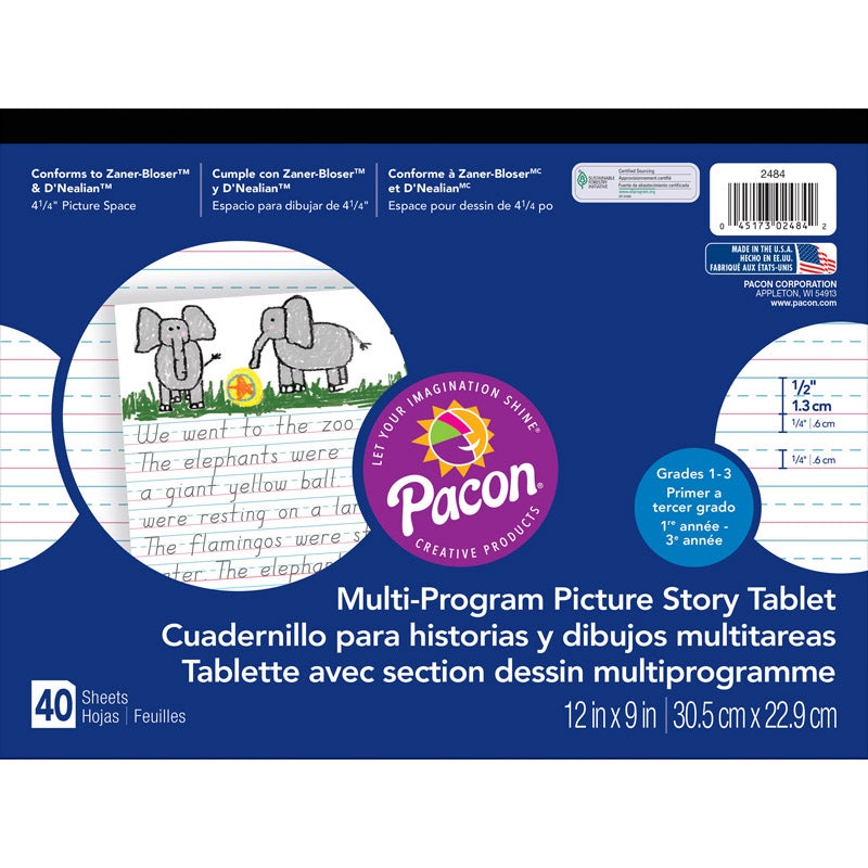 #28128 PICTURE STORY PAPER 40 SHT 12X9 1/2 IN RULELONG
