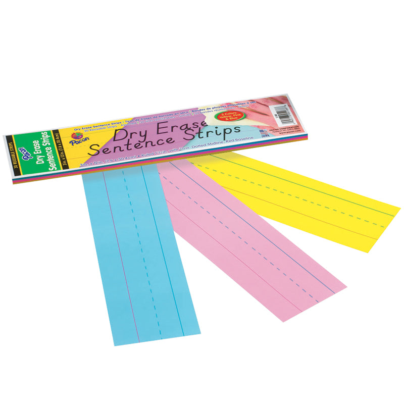 #28292 DRY ERASE SENTENCE STRIPS ASSORTED 3 X 12 30 STRIPS
