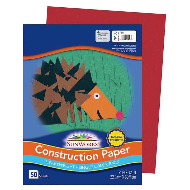 #28544 CONSTRUCTION PAPER RED 9X12  SUNWORKS