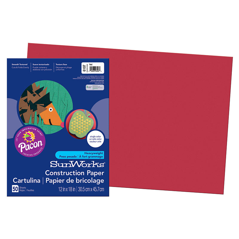 #28545 CONSTRUCTION PAPER RED 12X18 SUNWORKS