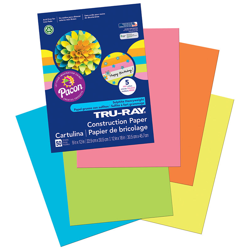 #28581 TRU RAY HOT ASST 9X12 FADE  RESISTANT CONSTRUCTION PAPER