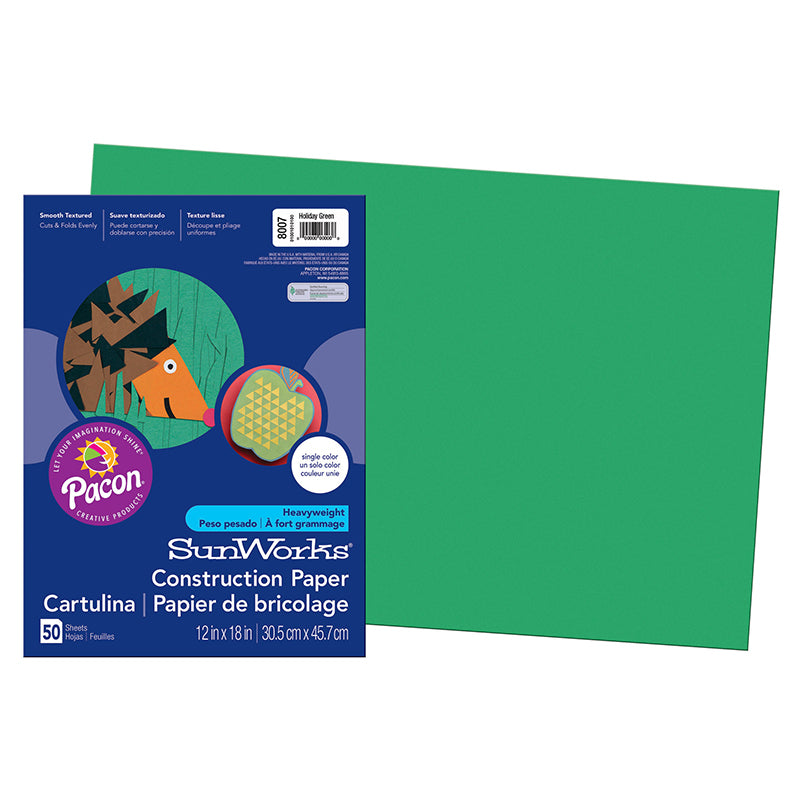 #28702 SUNWORKS 12X18 HOLIDAY GREEN 50CT CONSTRUCTION PAPER
