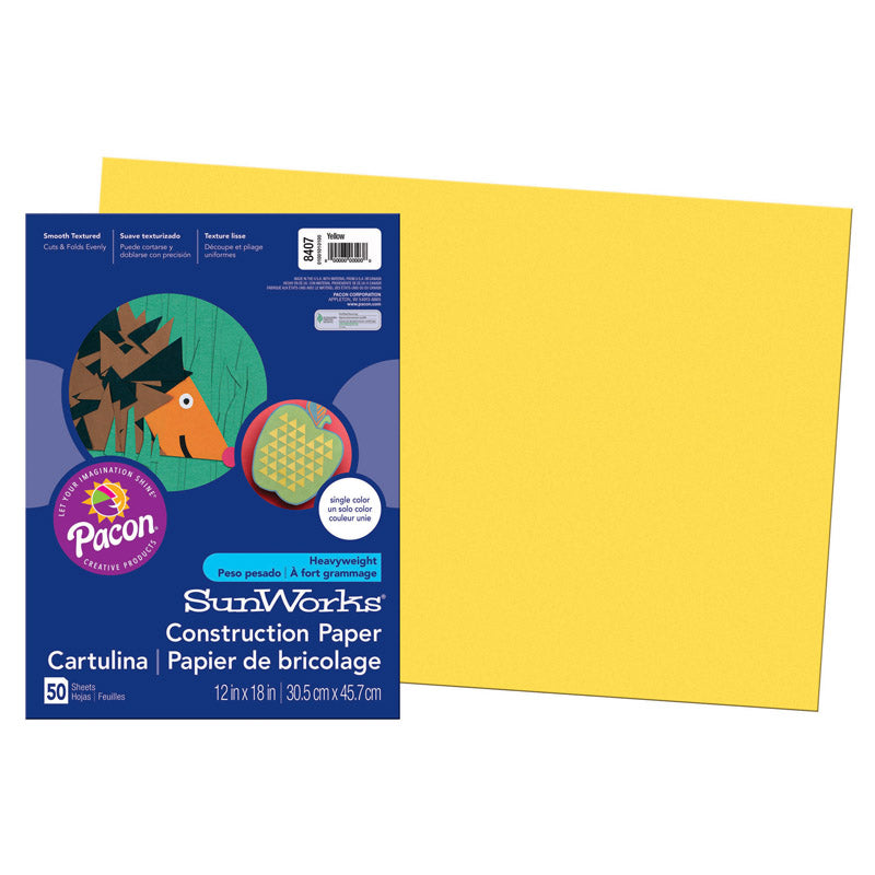 #28706 SUNWORKS 12X18 YELLOW 50CT  CONSTRUCTION PAPER