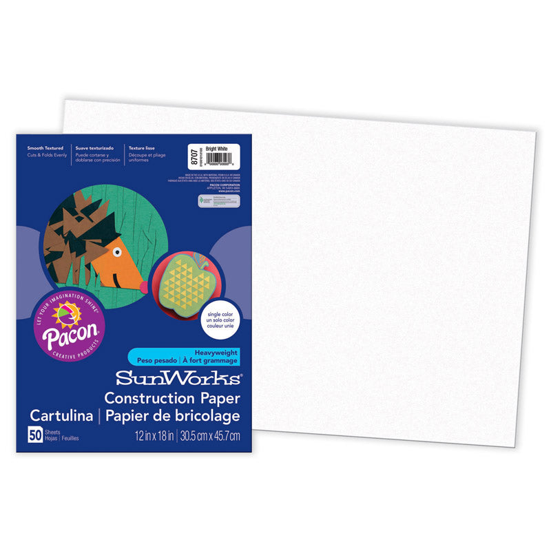 #28708 SUNWORKS 12X18 BRIGHT WHITE 50CT CONSTRUCTION PAPER