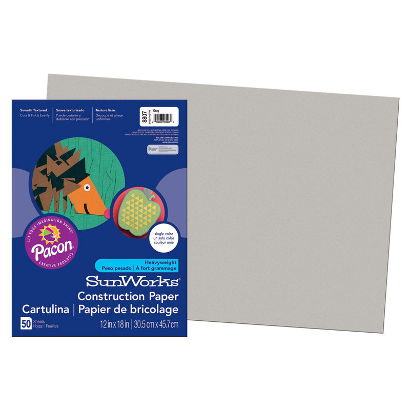 #28711 SUNWORKS 12X18 GRAY GROUNDWOOD 50CT CONSTRUCTION PAPER