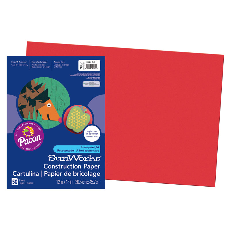 #28744 SUNWORKS 12X18 HOLIDAY RED 50CT CONSTRUCTION PAPER