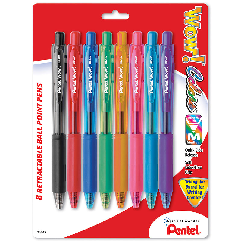 #29067 PENTEL 8PK WOW RETRACTABLE BALL POINT PENS ASSORTED