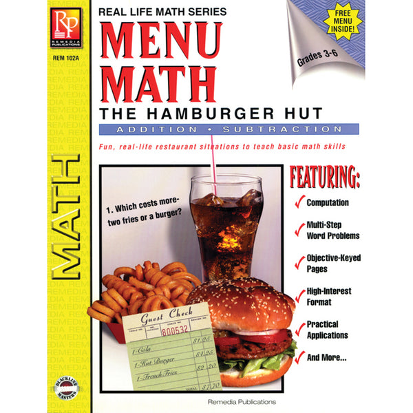 #29546 MENU MATH HAMBURGER HUT BOOK-1 ADD & SUBTRACT