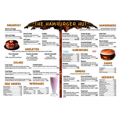 #29548 MENU MATH HAMBURGER HUT EXTRA MENUS 6