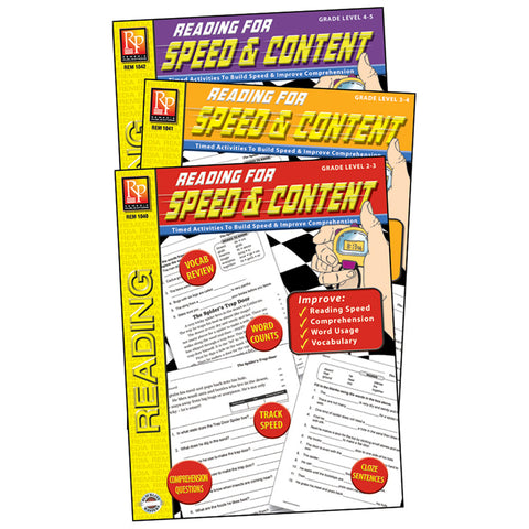 #29550 READING FOR SPEED & CONTENT 3-SET BOOKS