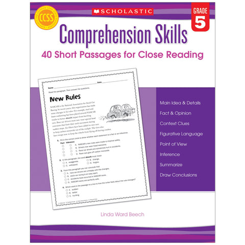 #30818 COMPREHENSION SKILLS GR 5 40 SHORT PASSAGES FOR CLOSE READING