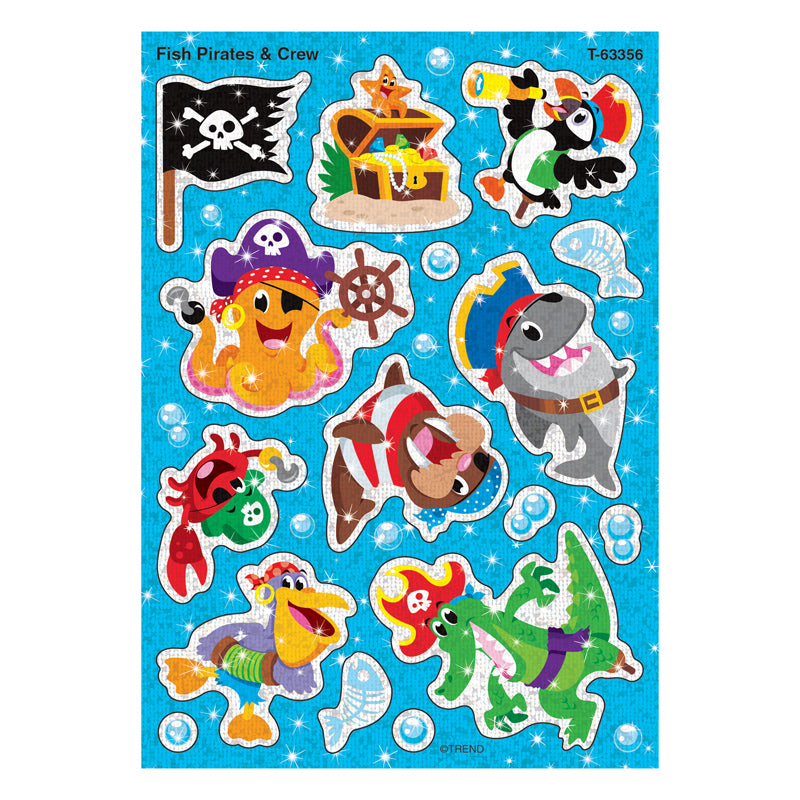 #57386 FISH PIRATES & CREW SPARKLE STICKRS 32 CT