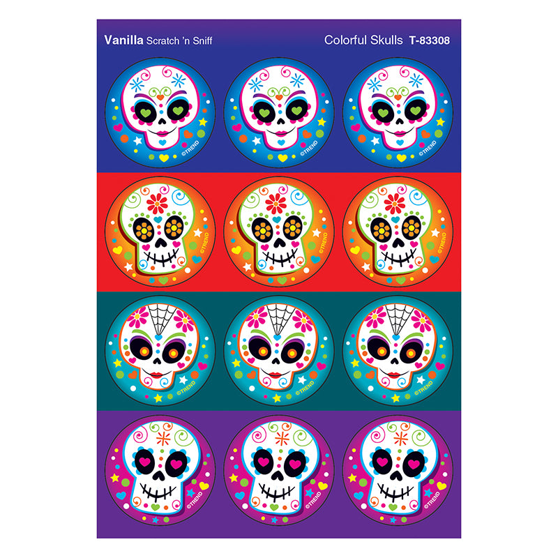 #57450 COLORFUL SKULLS/VANILLA STINKY STICKERS