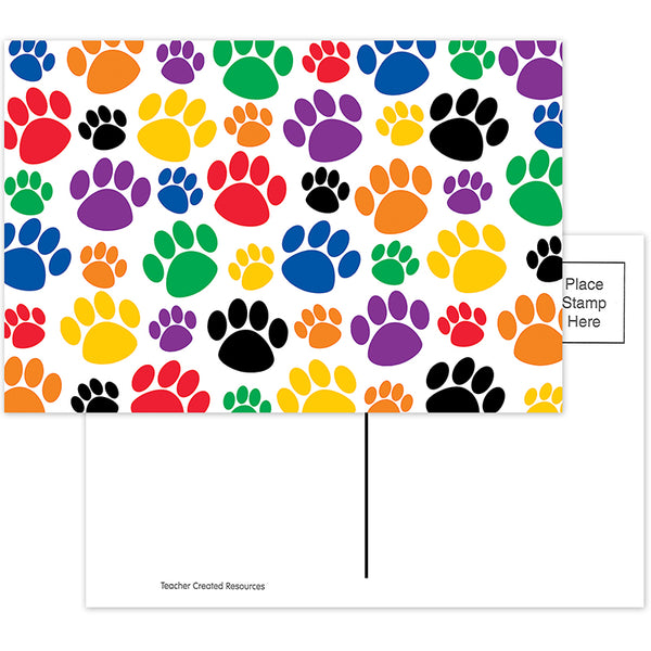 #37111 COLORFUL PAW PRINTS POSTCARD