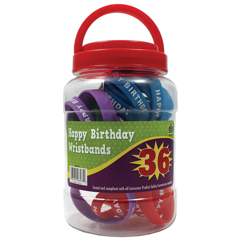 #37739 HAPPY BIRTHDAY WRISTBANDS JAR 36CT