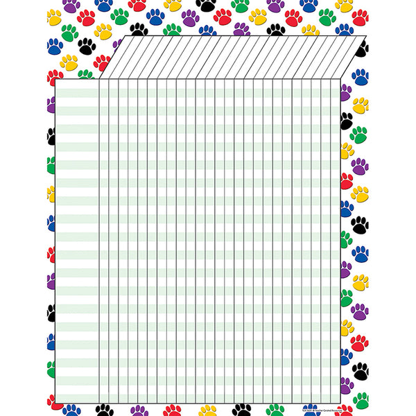 #37879 COLORFUL PAW PRINTS INCENTIVE CHART 17 X 22