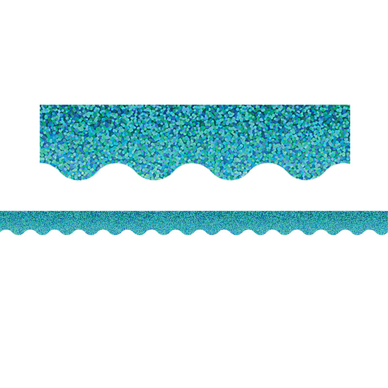 #58388 TEAL SPARKLE SCALLOPED BORDER TRIM