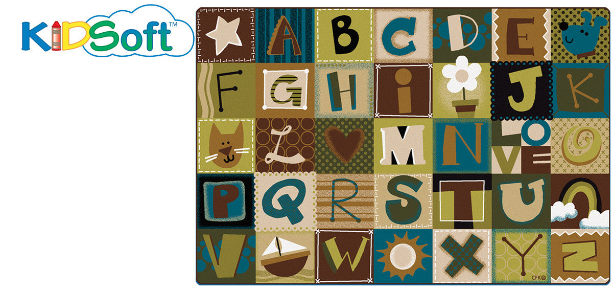 #11582 KIDSoft Toddler Alphabet Blocks - Nature, 8' x 12' Rectangle Rug