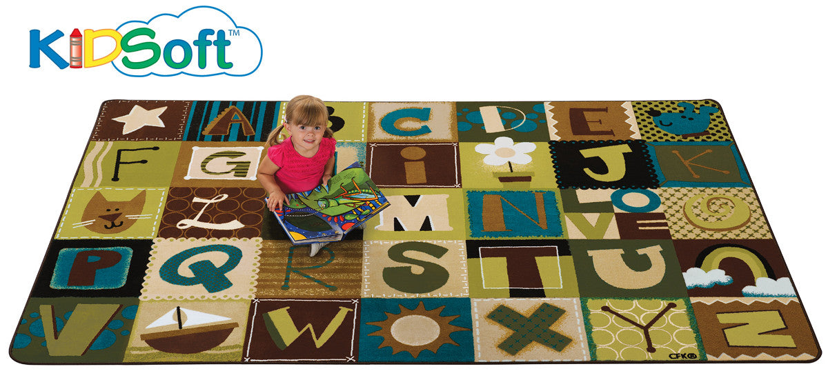 #11581 KIDSoft Toddler Alphabet Blocks - Nature Rug, 6' x 9' Rectangle