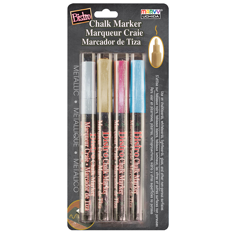 #58653 BISTRO CHALK MARKERS SET METALLIC 4-COLOR FINE TIP