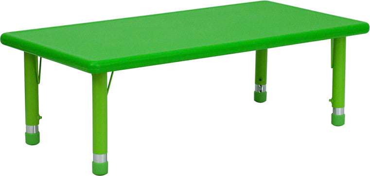 #41140 24''W x 48''L Height Adjustable Rectangular Green Plastic Activity Table