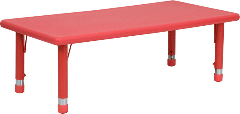 #41141 24''W x 48''L Height Adjustable Rectangular Red Plastic Activity Table