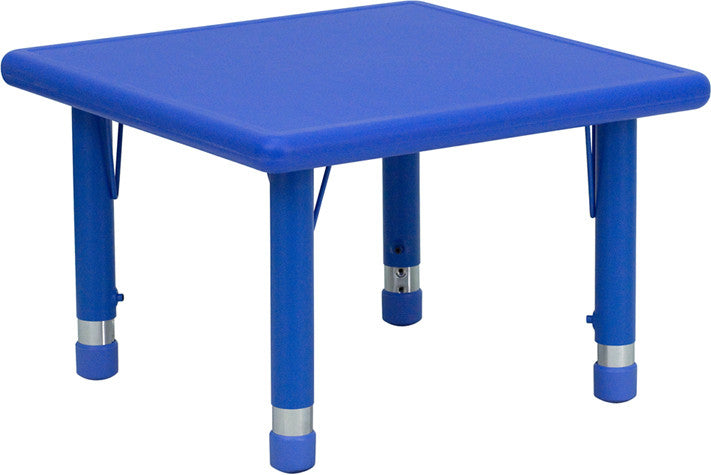 #41151 24'' Square Height Adjustable Blue Plastic Activity Table