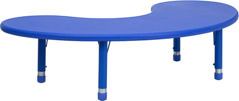 #41163 35''W x 65''L Height Adjustable Half-Moon Blue Plastic Activity Table