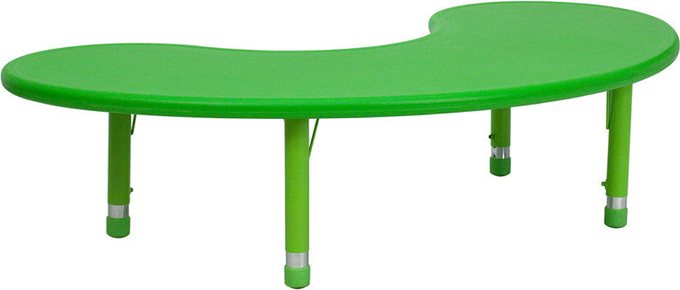#41164 35''W x 65''L Height Adjustable Half-Moon Green Plastic Activity Table