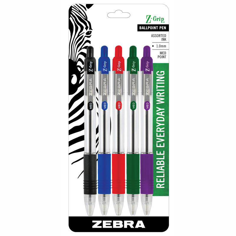 #41495 Z GRIP BALLPOINT PENS 5PK ASSORTED
