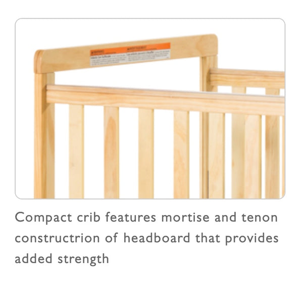 #18524 Compact Fixed-Side, Clearview Natural Crib  39.13 x 26.25 x 38